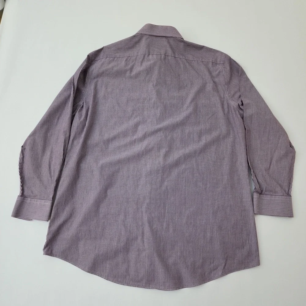 Stafford Travel Performance Dress Shirt Mens XL Purple White Stripe Button Down
